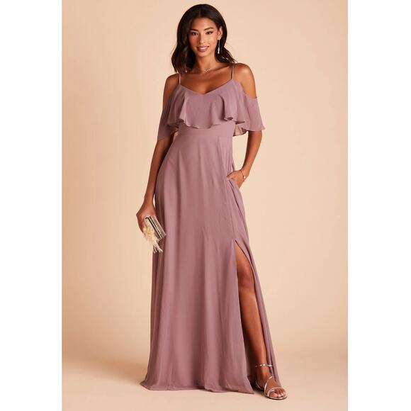 Birdy Grey Jane Convertible‎ Bridesmaid Chiffon Dress w/Slit Dark Mauve M (6-8) - Picture 1 of 15